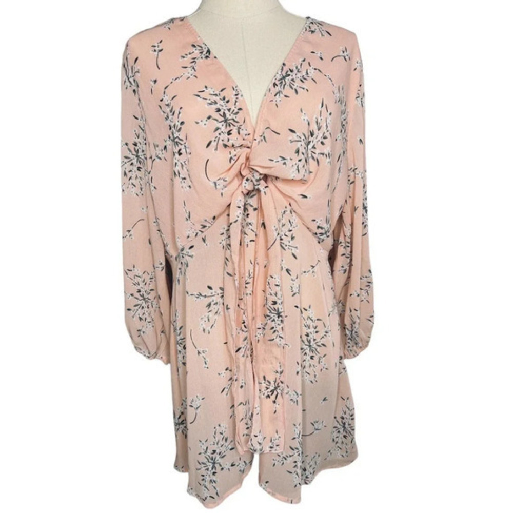 Suzanne Betro Pink Semi Sheer Flowing Blouse‎ Size XL